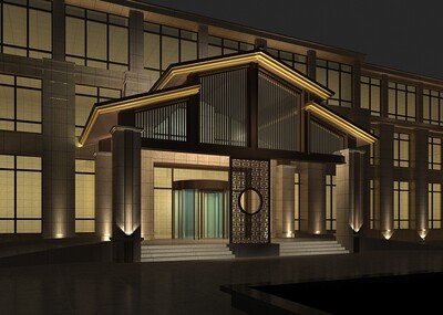 傳統(tǒng)與現(xiàn)代的交融 中式建筑夜景下的門頭與外立面設(shè)計(jì)